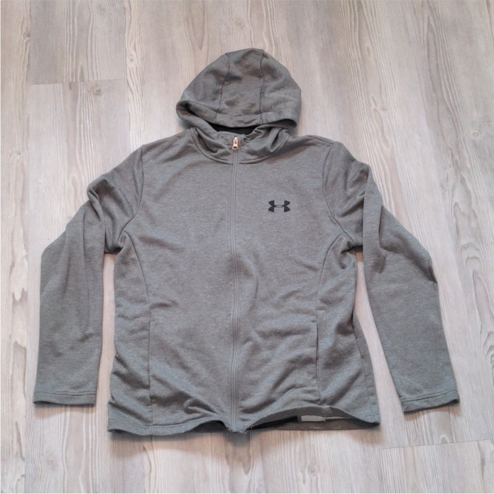 Under Armour zip up hoodie jacket no string in hood lightweight gray